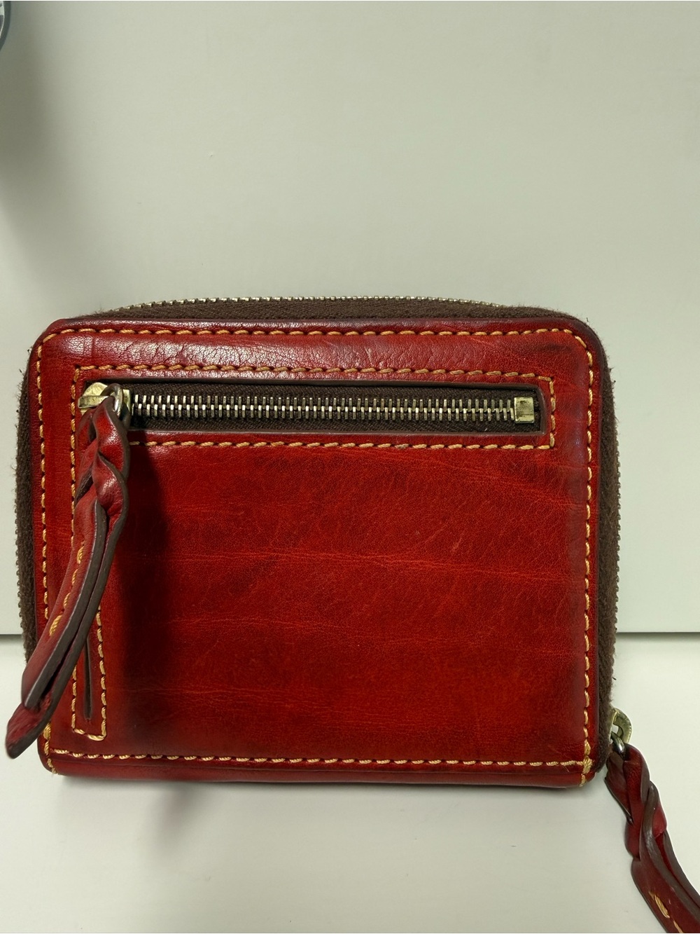 Dooney & Bourke Red Leather Zip Wallet with Contrast Stitching - Picture 2 of 3